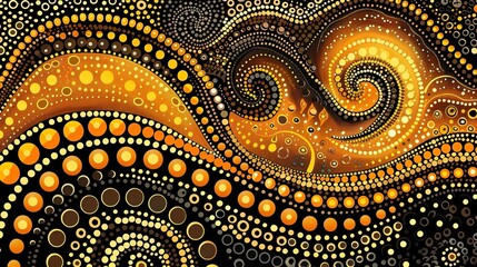 Dreamtime Story of the Land through Australian Aboriginal Dot Painting Style Art