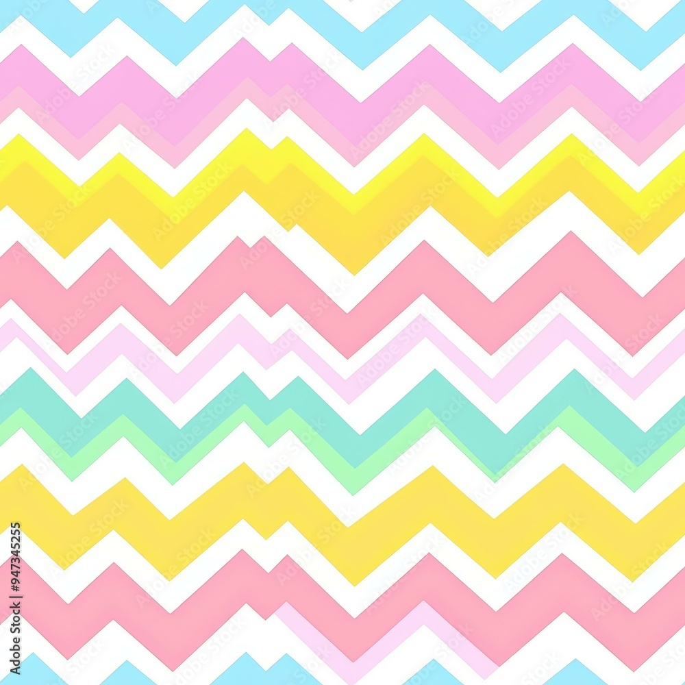 Poster explore a minimalistic design of zigzag waves in soft colors that create a beautiful illusion of dep