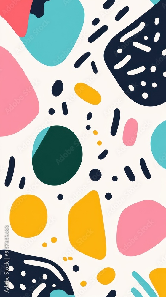 Poster Delight in soft patterns and shapes, where pastel hues and clear forms create an inviting, balanced visual harmony.