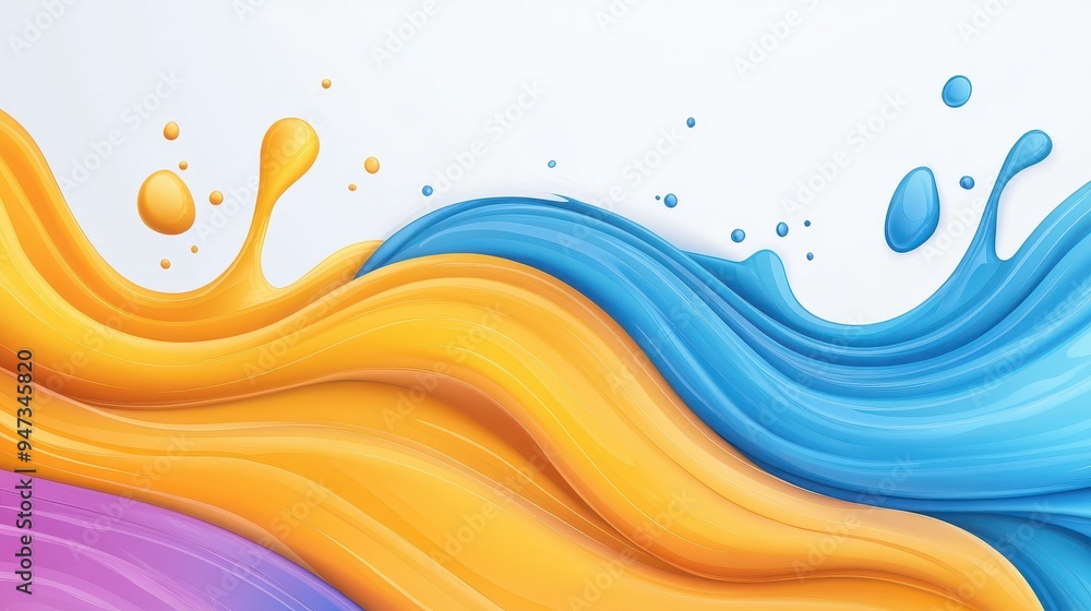 Aufkleber Vibrant 3D lines create a dynamic perspective, blending fluid colors and abstract patterns in a modern cartoon style.