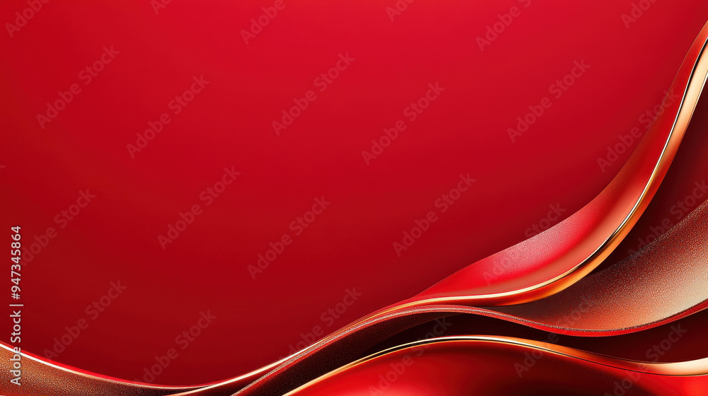 Aufkleber stunning 3d gold ribbon swirls on a rich red backdrop, creating a luxe feel with sparkles and ample 