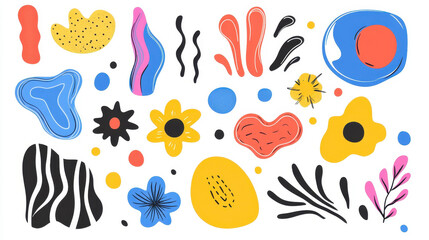 Explore a vibrant sticker pack featuring abstract retro shapes and playful designs in groovy s and s styles.