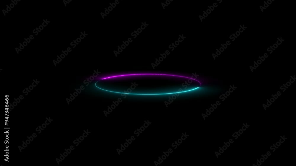 Poster colorful vibrant floating circles neon lights. 3d seamless loop animation abstract composition light
