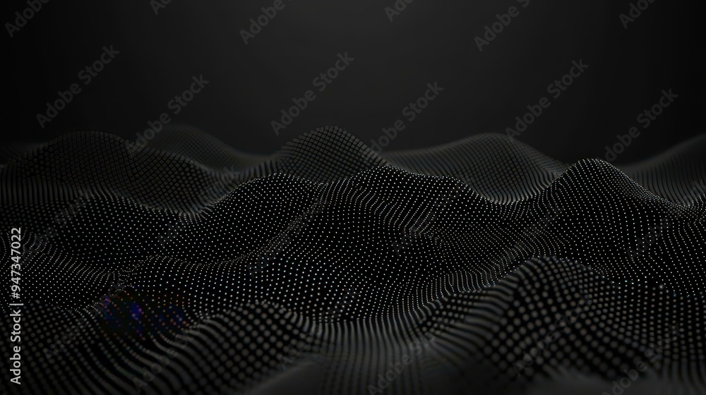 Poster stunning black hexagon wave creates a mesmerizing pattern of particles and lines, capturing the esse