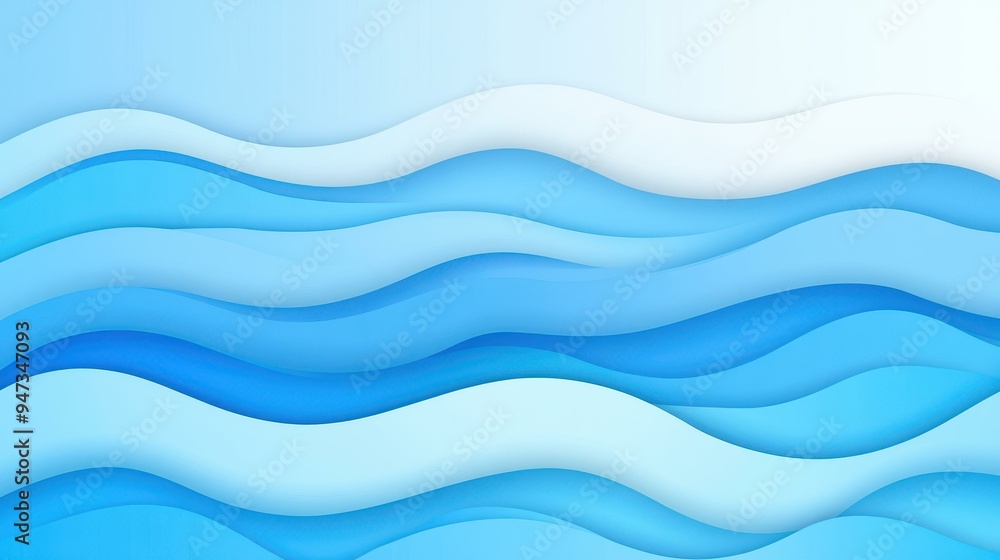 Poster a vibrant blue wave design with smooth lines, creating a serene backdrop that evokes calmness and cr