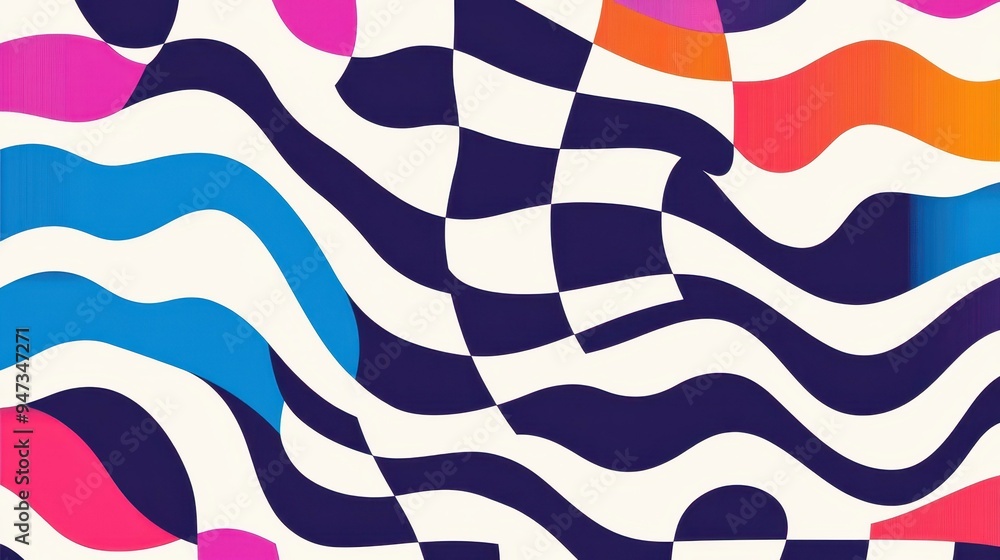 Poster dive into a vibrant world with this holographic checkerboard pattern, blending retro vibes and moder