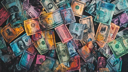 A Colorful Abstract Composition of US Dollar Bills