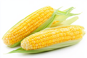 Juicy corn on the cob isolated on white background