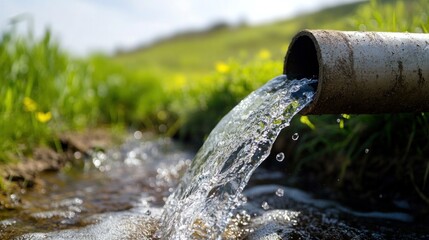 Water Flowing from a Pipe into a Stream