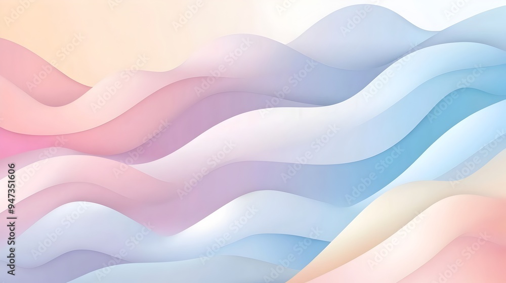 Poster smooth fluid pastel gradient waves blending seamlessly together in a captivating abstract artwork th