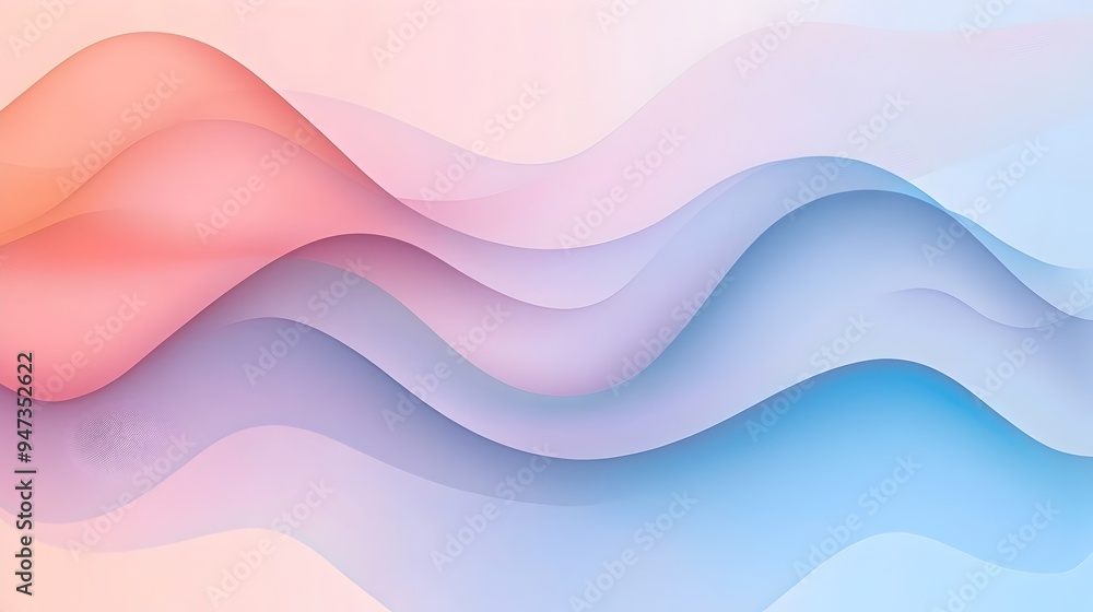 Poster smooth and calming pastel gradient waves forming a serene elegant and modern presentation background