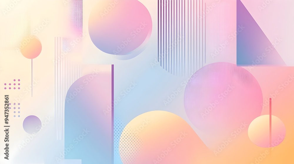 Poster elegant and minimalist image featuring subtle geometric shapes in a soft pastel color palette with a
