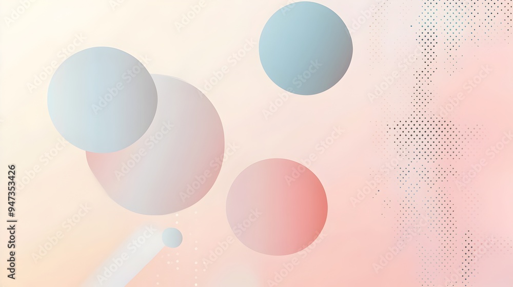 Poster elegant featuring subtle geometric shapes in a harmonious palette of pastel tones with a gradient ef