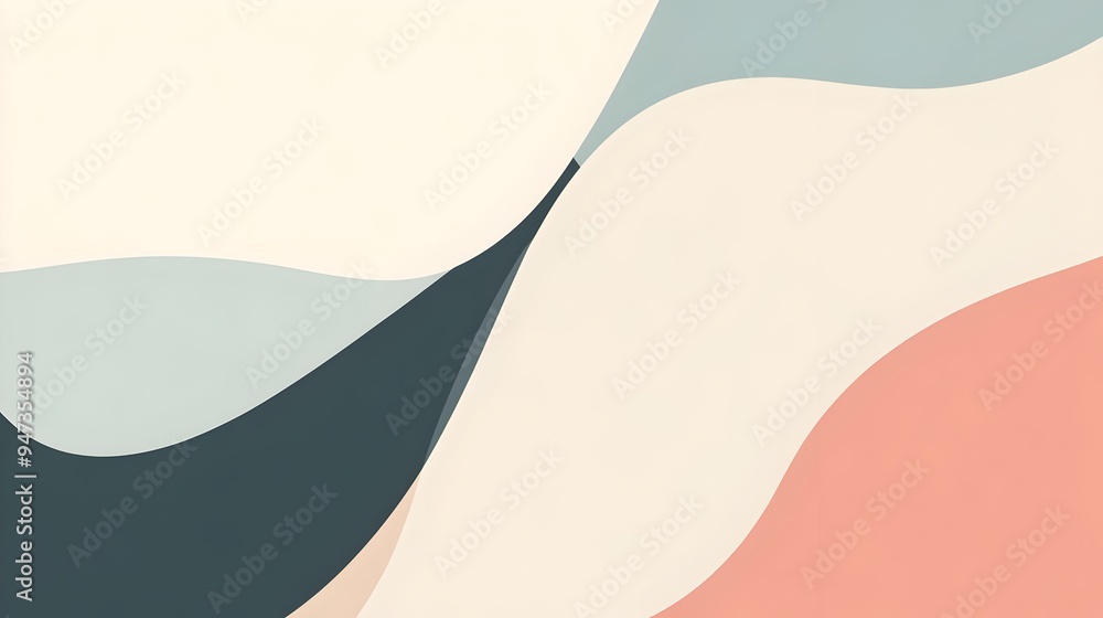 Poster minimalist and elegant pastel colored design featuring gentle curves and an open central space perfe
