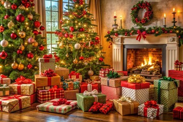 christmas tree and gifts