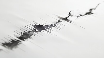 Obraz premium seismographic printout on white paper, white background, copy and text space, 16:9