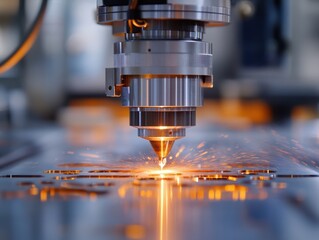 Precision Laser Cutting Metal in Industrial Machine
