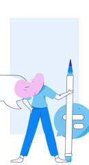 Flat vector illustration of business people operating work scene
