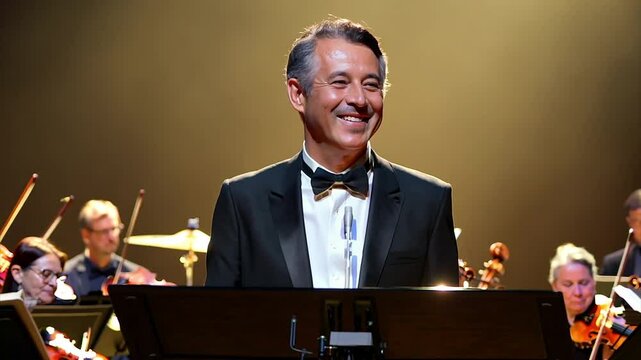 conductor who begins to lead the orchestra