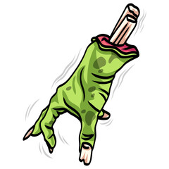 Zombie Hand Crawling Walking Halloween Drawing Vector Illustration