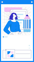 Flat vector illustration of business people operating work scene
