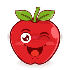 apple playful face cartoon cute