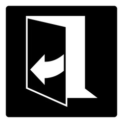 ISO emergency and first aid safety signs_door opens by pulling on the right-hand side_symbol and pictogram only_black and white edition