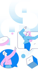 Flat vector illustration of business people operating work scene
