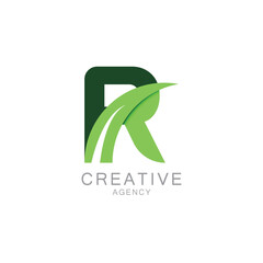 Fototapeta premium Modern Green R Logo for Creative Agency Design