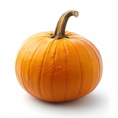 Obraz premium Single pumpkin on an isolated white background, centered, macro shot, high detail, bright natural light, minimal shadows, studio setting