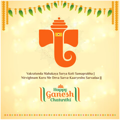Creative Ganesh Chaturthi Wishes, Greetings Social media or Digital Marketing Design Post Vector Template.