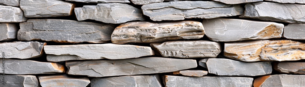 Poster a high-resolution image of a stone wall with distinct textures, ideal for use as a background with c