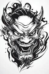 Japanese Demon Mask Tattoo Design