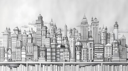 Naklejka premium Cityscape Built From Books.