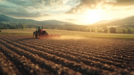 AI-driven machinery planting seeds in a field, emphasizing precision and efficiency in agriculture.