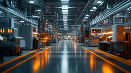 Obraz premium A smart factory with interconnected machines and IoT devices, showcasing advanced industrial automation.
