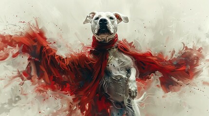 Dancing Dogo Argentino in Traditional Attire: Watercolor Illustration