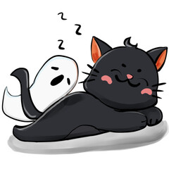 cat with a ghost sleep 