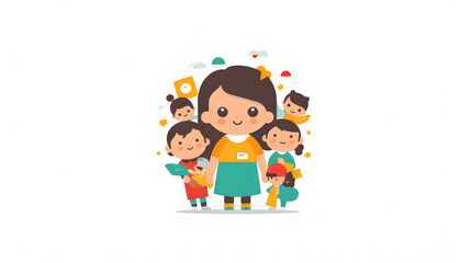 Childcare worker illustration logo