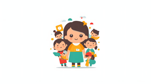 Childcare worker illustration logo