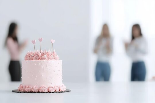 A diverse team surprises their boss with a cake to celebrate Boss's Day in the office environment.