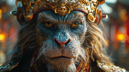 Fototapeta premium Barong Dance: The Majestic and Benevolent Mythical Creature in Balinese Culture