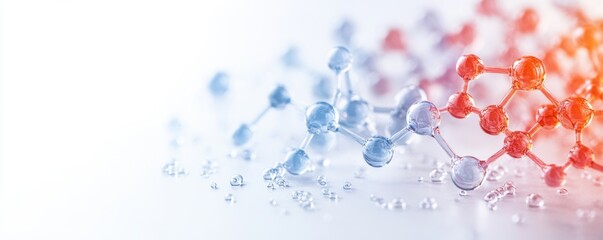 Colorful molecular structure showing scientific innovation and research in chemistry, biology, and biotechnology fields.