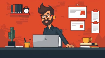 Cartoon vector manager setting goals and deadlines for a team project