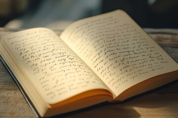 Fototapeta premium a journal with handwritten affirmations, soft light illuminating the pages, symbolizing the role of positive thinking and writing in anxiety management and mental well-be