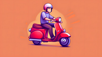 Delivery person illustration logo
