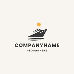 Cruise Ship Vintage vector Logo Design template