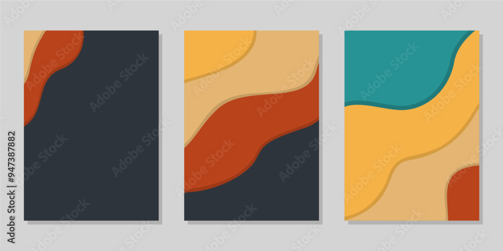 Wall mural bright vector colorful curved shape background bundle set for poster or flyer cover design