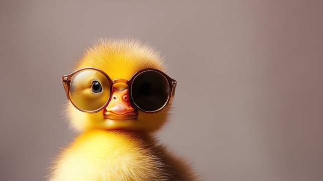 Charming Baby Duckling with Stylish Sunglasses: Perfect as a Playful Poster for Kids' Rooms or Sporty Interiors, Adding a Touch of Joy and Personality to Any Space!