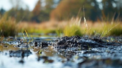 Peat: Formed from decayed plant matter in wetlands, used for soil improvement and fuel. Vital for carbon storage, it aids in climate change reduction.
